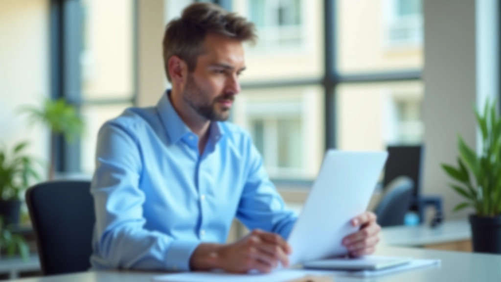 Persona revisando su informe de vida laboral en la computadora con gafas, escritorio organizado con documentos