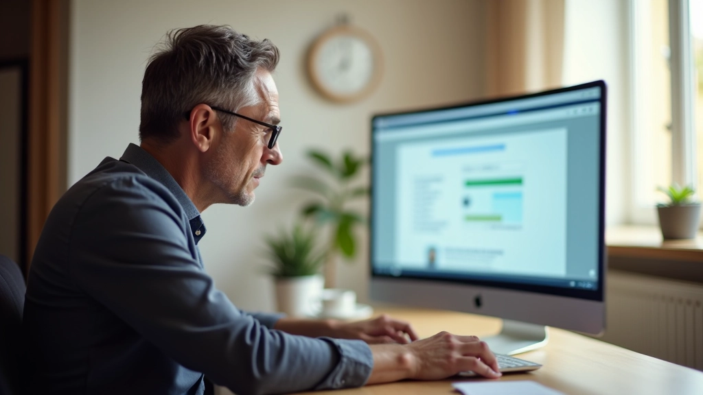 Jubilado consultando información de pensión en portal de la Seguridad Social