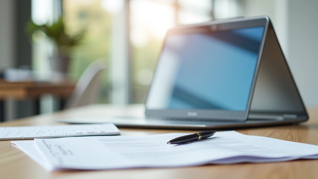 Pantalla de computadora mostrando el portal de la Seguridad Social con documentos alrededor en escritorio limpio